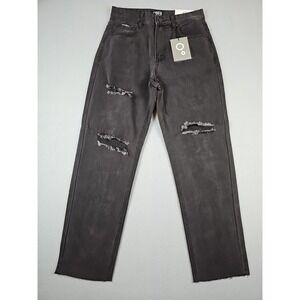 INSANE GENE Women's Size 3/25 The WANDERER Straight Black Destressed Jeans NWT